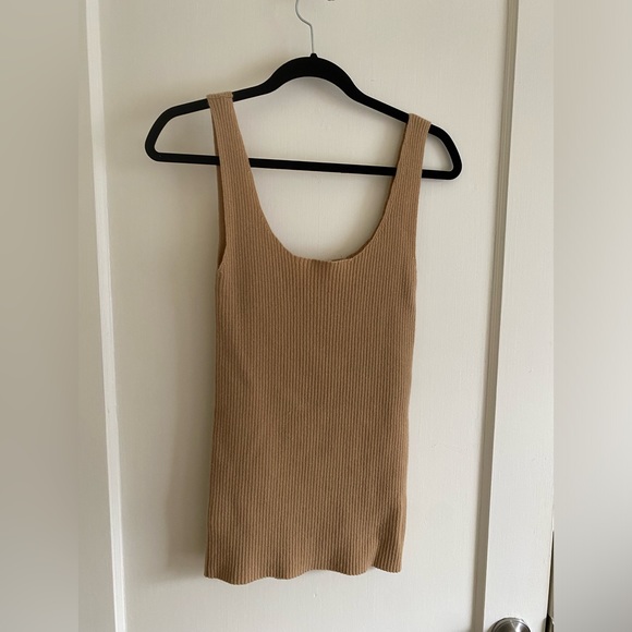 Ryan Roche camel brown cashmere tank size 1 - Picture 2 of 5